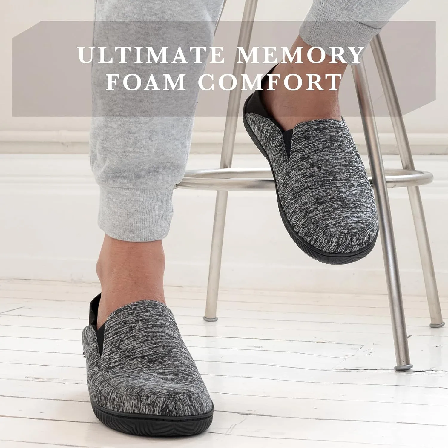 isotoner Men's Sport Knit Closed Back Slipper: Indoor/Outdoor Sole, Memory Foam, Machine Washable