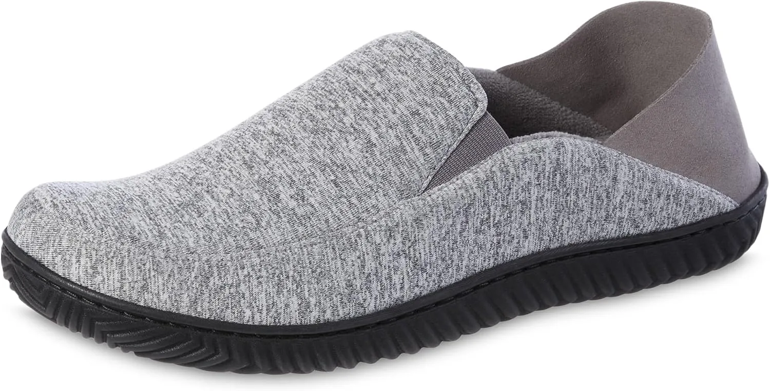 isotoner Men's Sport Knit Closed Back Slipper: Indoor/Outdoor Sole, Memory Foam, Machine Washable