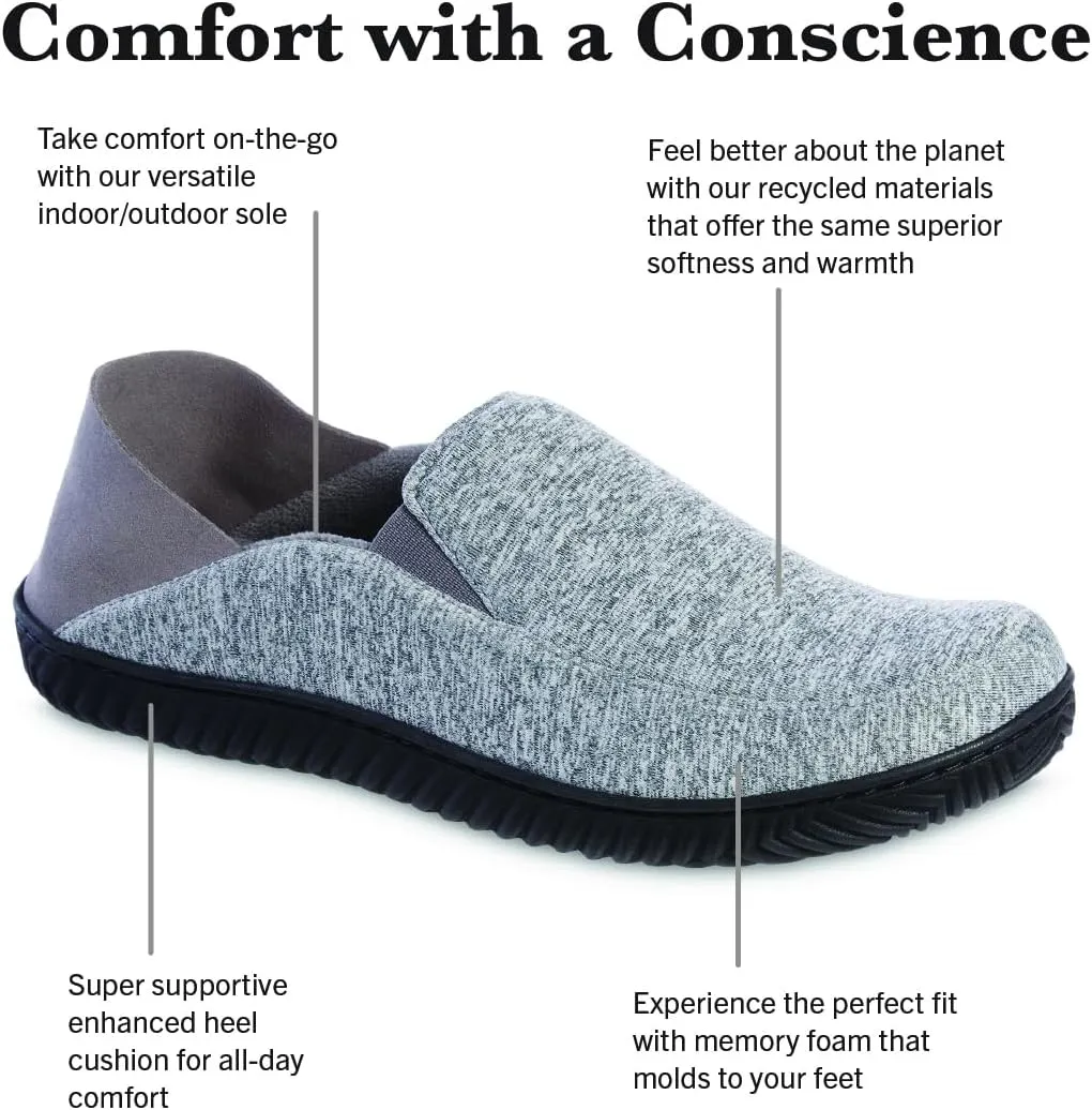isotoner Men's Sport Knit Closed Back Slipper: Indoor/Outdoor Sole, Memory Foam, Machine Washable