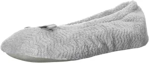 isotoner Women's Diamond Microterry Gemma Ballerina Slippers-Suede Sole with Memory Foam Comfort, Machine Washable