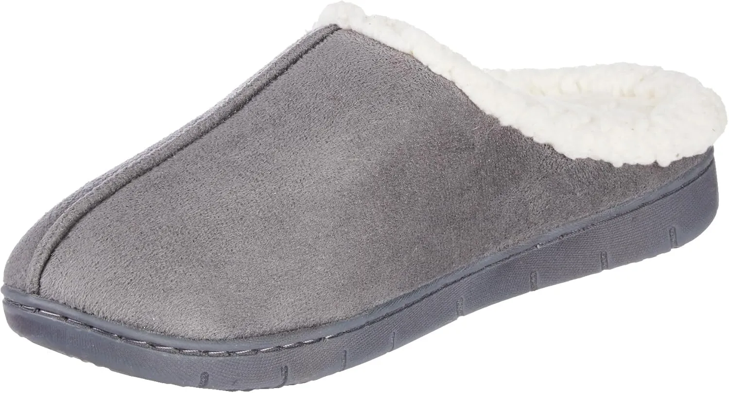 isotoner Women's Microsuede Hoodback Slipper: Non-Slip Sole, Indoor/Outdoor, Memory Foam, Machine Washable