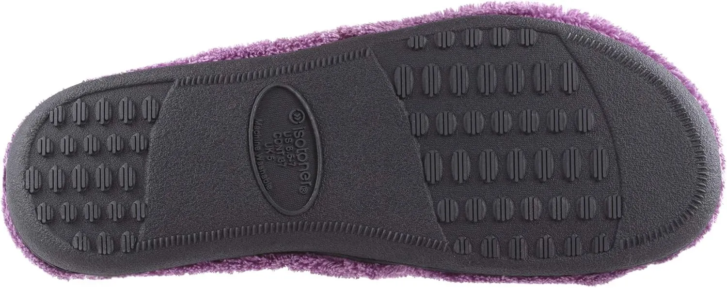 isotoner Women's Signature X-Slide Slipper, Satin Trim with Memory Foam