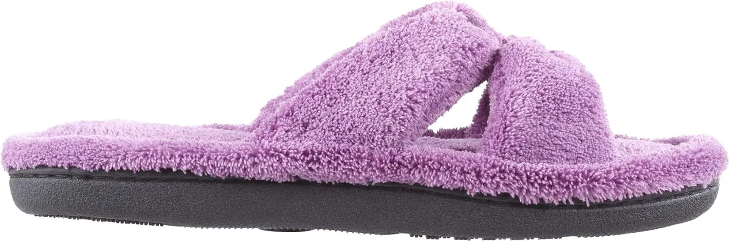 isotoner Women's Signature X-Slide Slipper, Satin Trim with Memory Foam