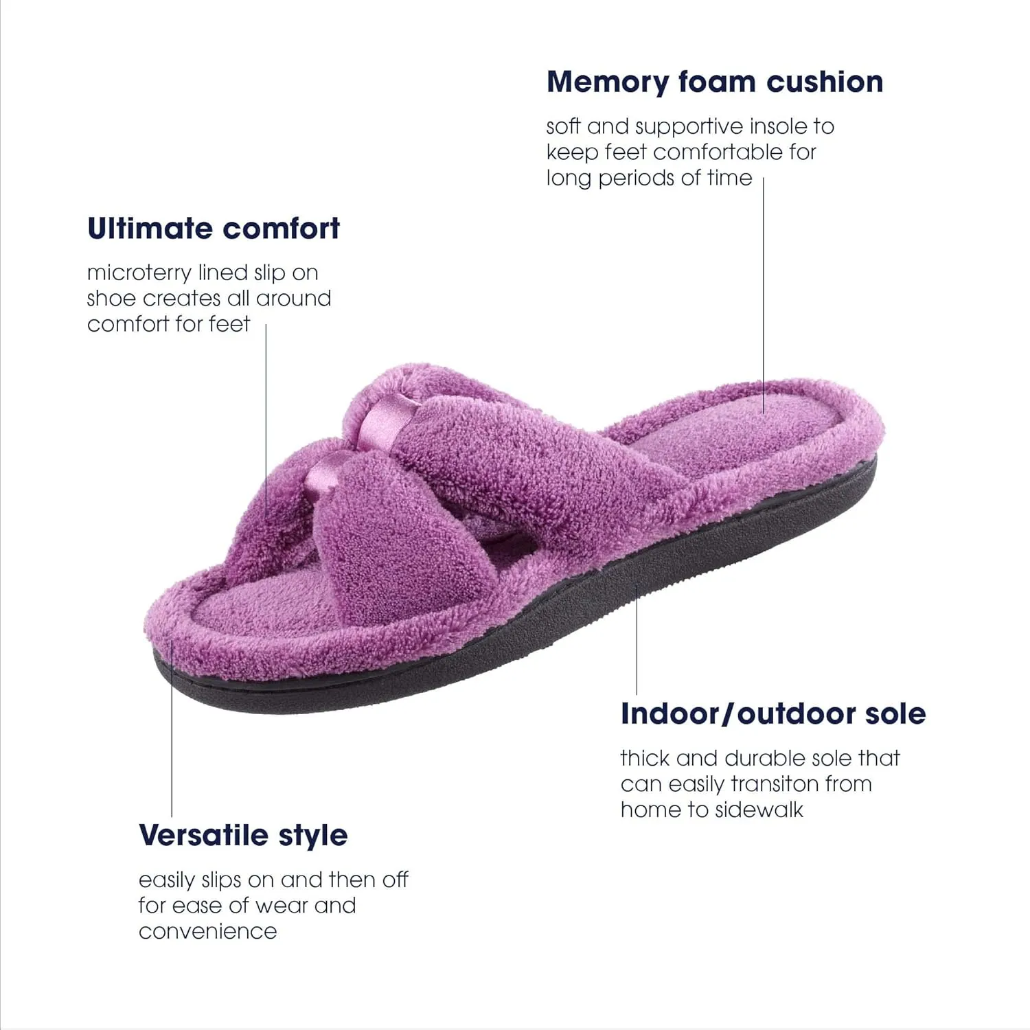 isotoner Women's Signature X-Slide Slipper, Satin Trim with Memory Foam