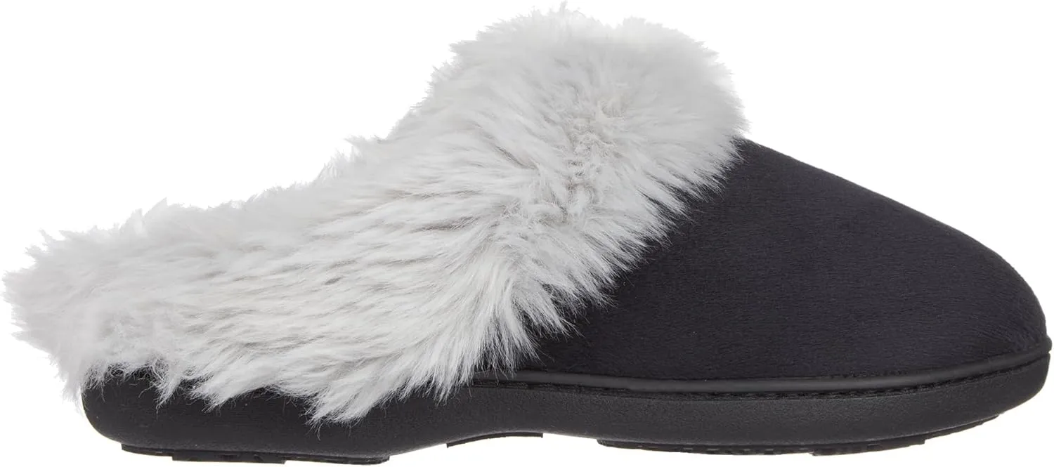 isotoner Women's Velour Hoodback Slipper: Non-Slip Sole, Indoor/Outdoor, Memory Foam, Machine Washable