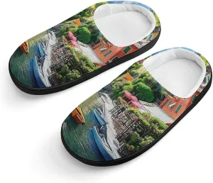 Italian Lakeside Sea View Slippers Non-slip House Slippers Home Shoes Indoor Outdoor Slippers For Girls Boys