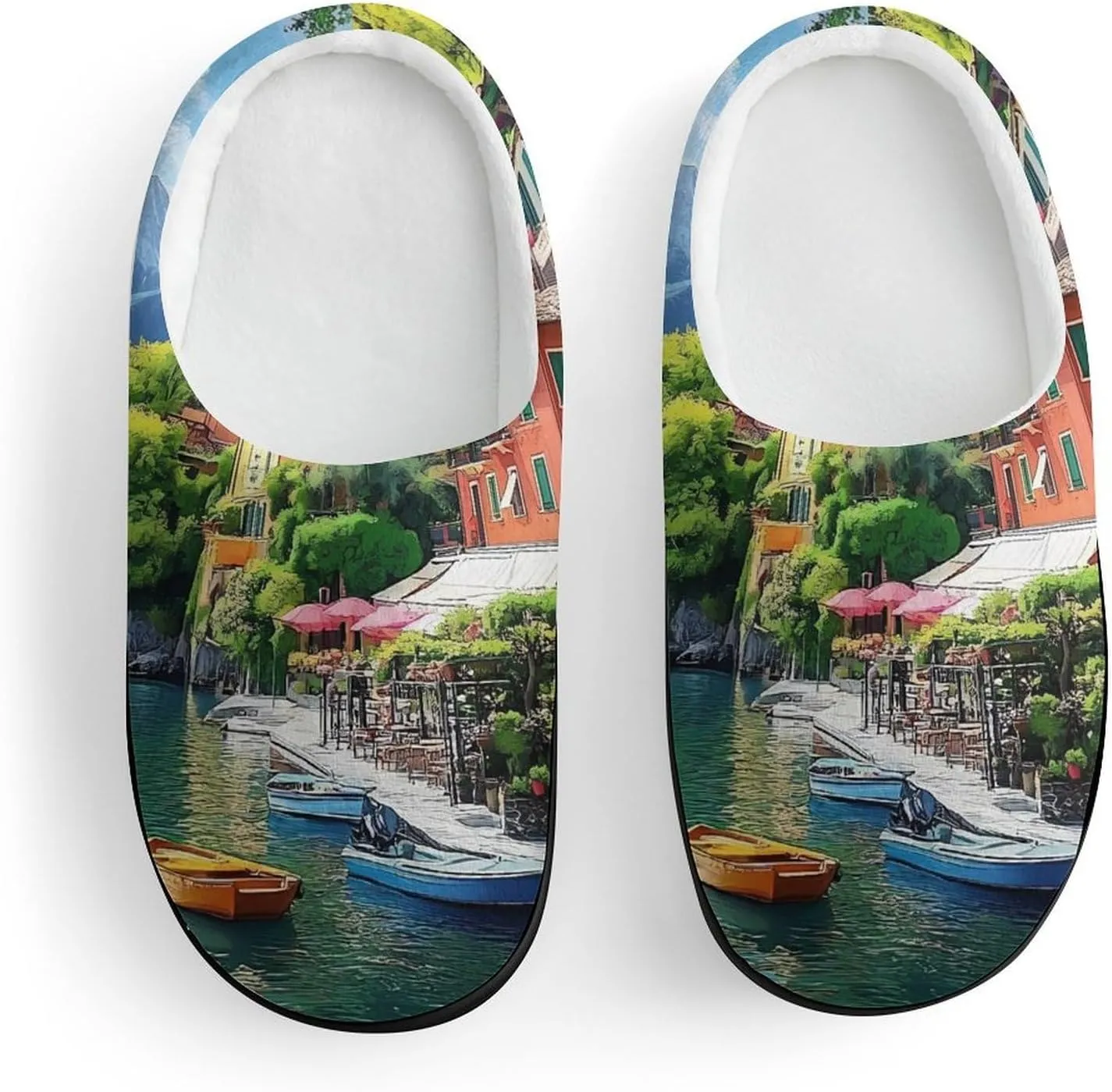 Italian Lakeside Sea View Slippers Non-slip House Slippers Home Shoes Indoor Outdoor Slippers For Girls Boys