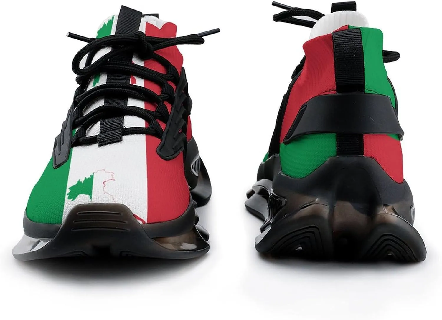 Italian Map on Italy Flag Men's Sneakers Novelty Lightweight Running Shoe Tennis Shoes