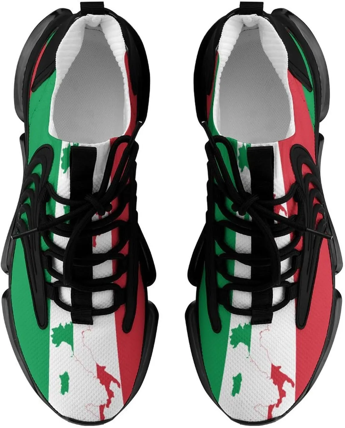 Italian Map on Italy Flag Men's Sneakers Novelty Lightweight Running Shoe Tennis Shoes