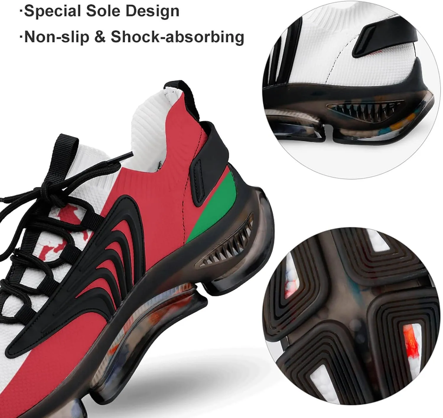 Italian Map on Italy Flag Men's Sneakers Novelty Lightweight Running Shoe Tennis Shoes
