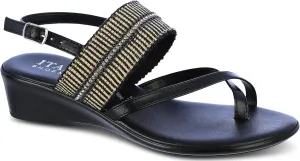 ITALIAN Shoemakers Womens Firefly Wedge Sandal 7 Black