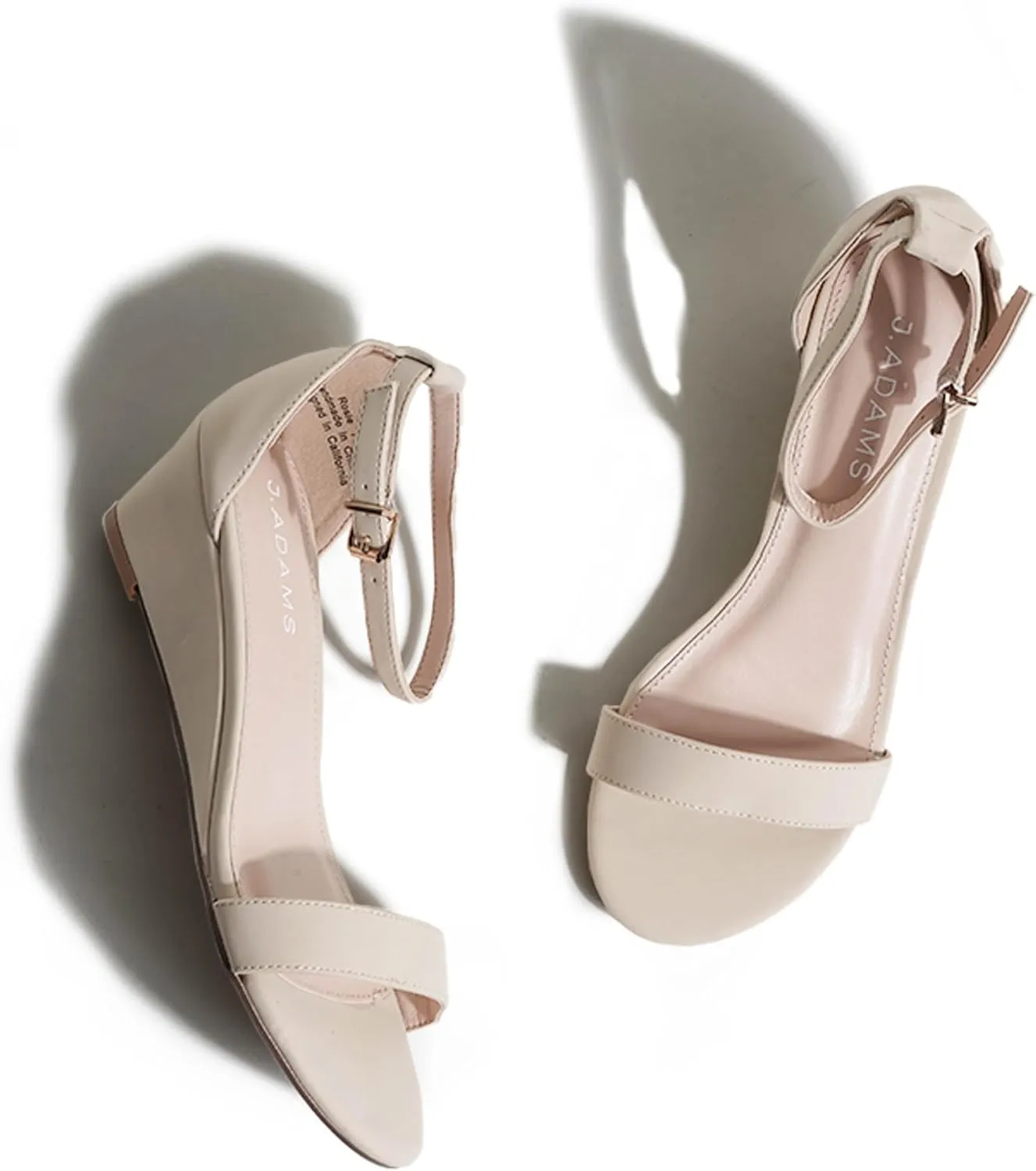 J. Adams Rosie Heeled Sandal – Low Wedge Sandals for Women, Ankle Strap, Dressy Wedding Wedges, Strappy Wedge Shoes, Short Heel Sandals for Bridal, Casual & Formal Wear