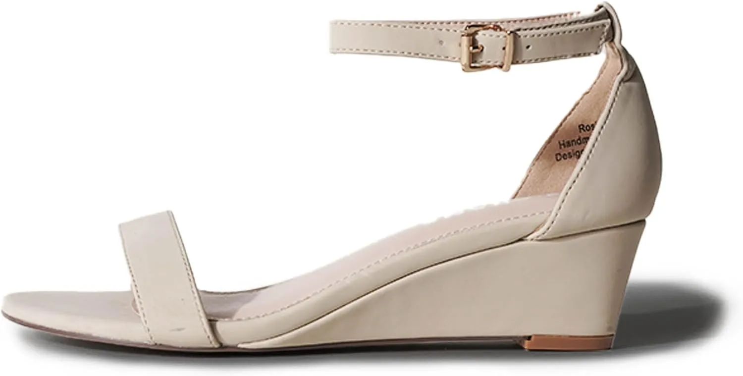 J. Adams Rosie Heeled Sandal – Low Wedge Sandals for Women, Ankle Strap, Dressy Wedding Wedges, Strappy Wedge Shoes, Short Heel Sandals for Bridal, Casual & Formal Wear