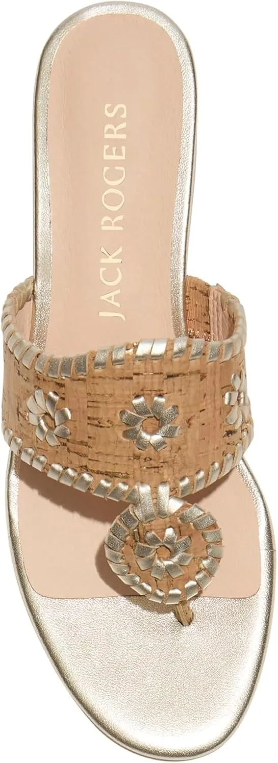 Jack Rogers Women's Jacks Mid Wedge-Stacked-Metallic Cork Sandal