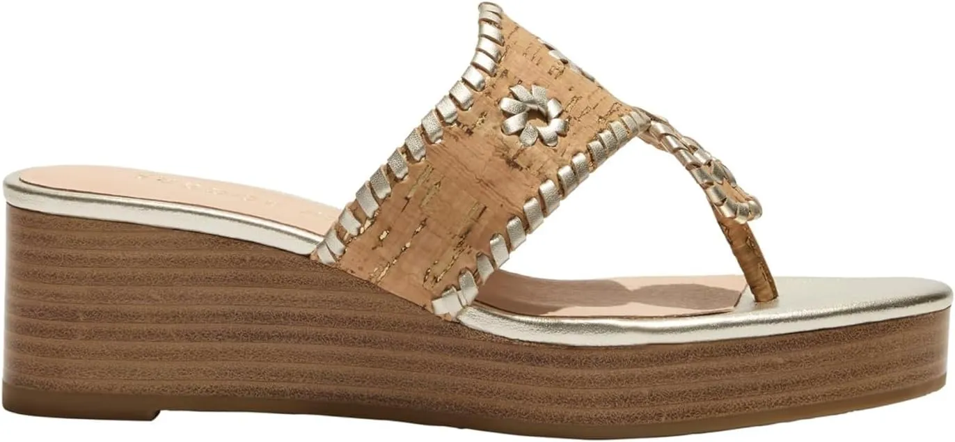 Jack Rogers Women's Jacks Mid Wedge-Stacked-Metallic Cork Sandal