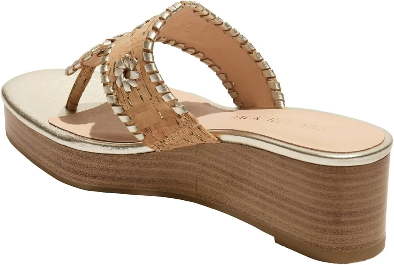 Jack Rogers Women's Jacks Mid Wedge-Stacked-Metallic Cork Sandal