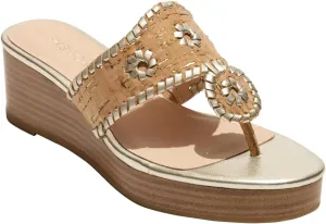 Jack Rogers Women's Jacks Mid Wedge-Stacked-Metallic Cork Sandal