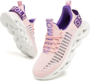 Jakcuz Women's Lace Up Walking Shoes Breathable Ultra Lightweight Sport Casual Ladies Girls Fashion Platform Sneakers