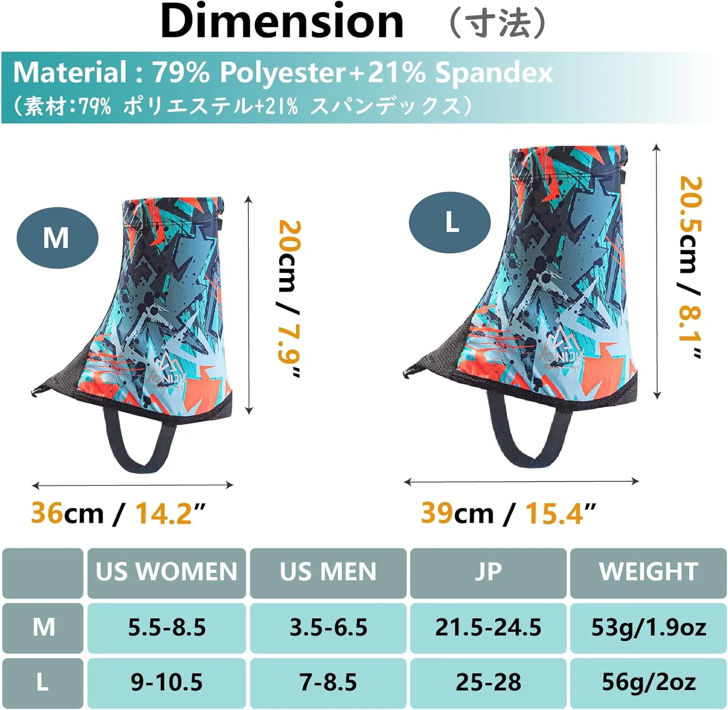 JEELAD Trail Running Gaiters Gaiters for Hiking Running Shoe Hiking Gaiters for Men Women Waterproof Sandproof for Running Hunting Skiing Mountaineering