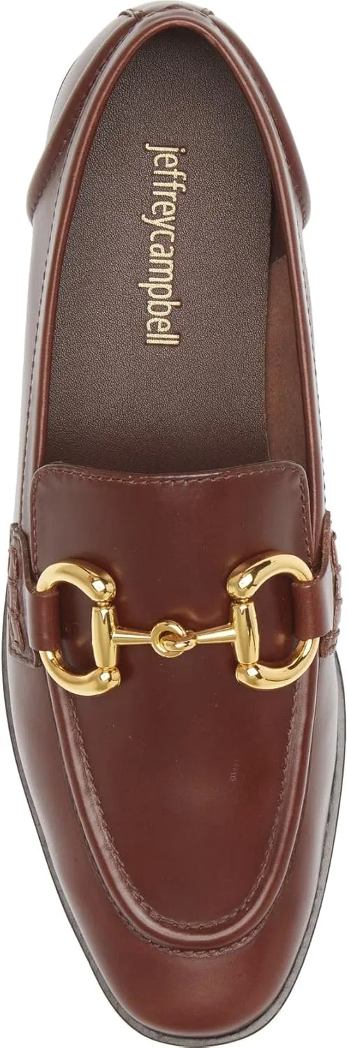 Jeffrey Cambell Velviteen Bit Leather Flat Vamp Loafer Red Leather Gold Buckle