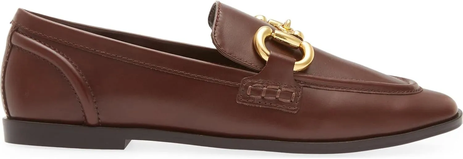 Jeffrey Cambell Velviteen Bit Leather Flat Vamp Loafer Red Leather Gold Buckle