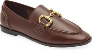 Jeffrey Cambell Velviteen Bit Leather Flat Vamp Loafer Red Leather Gold Buckle