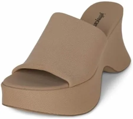 Jeffrey Campbell 6Teen-2 Black Mesh Slip On Open Toe Chunky Wedge Heeled Sandals