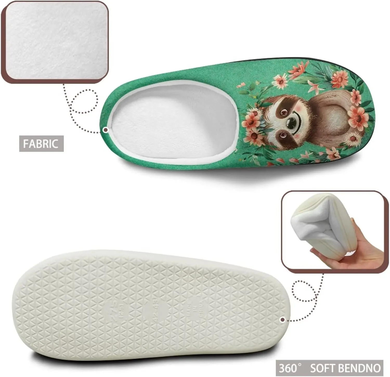 Jeiento Cute Otter Womens Slippers Comfy Non Slip Closed Toe Bedroom Slipper Fluffy Winter House Shoes