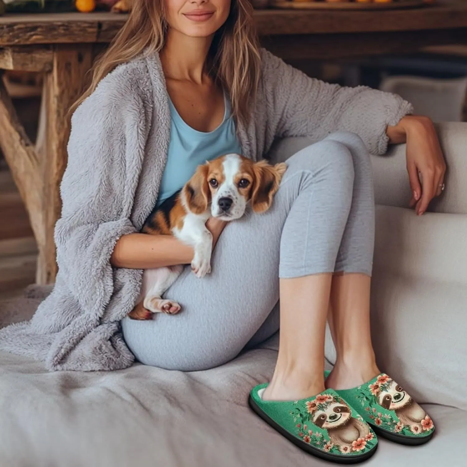 Jeiento Cute Otter Womens Slippers Comfy Non Slip Closed Toe Bedroom Slipper Fluffy Winter House Shoes