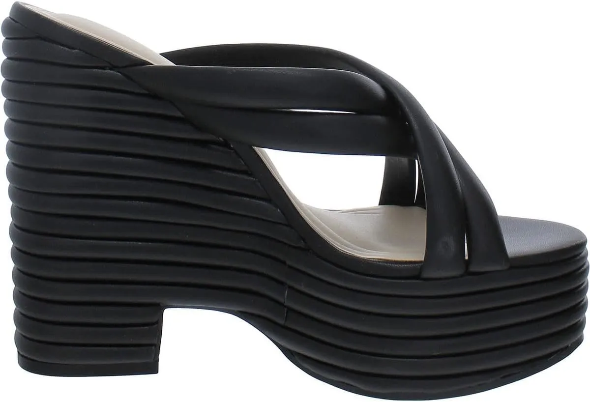Jessica Simpson Womens Citlali Faux Leather Slip-On Wedge Sandals