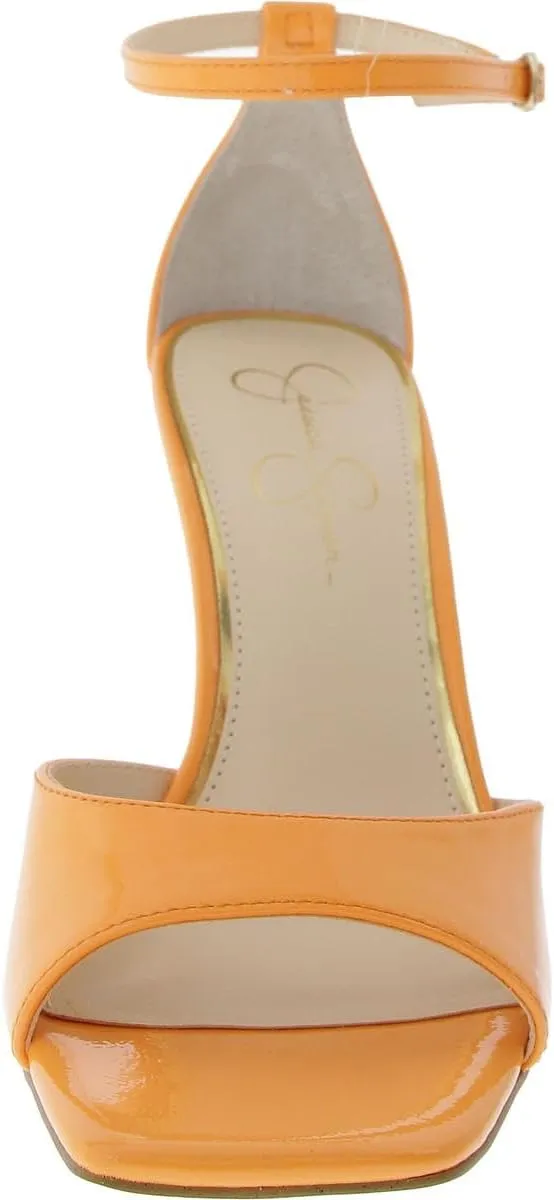 Jessica Simpson Womens LEEHI Faux Leather Open Toe Wedge Heels