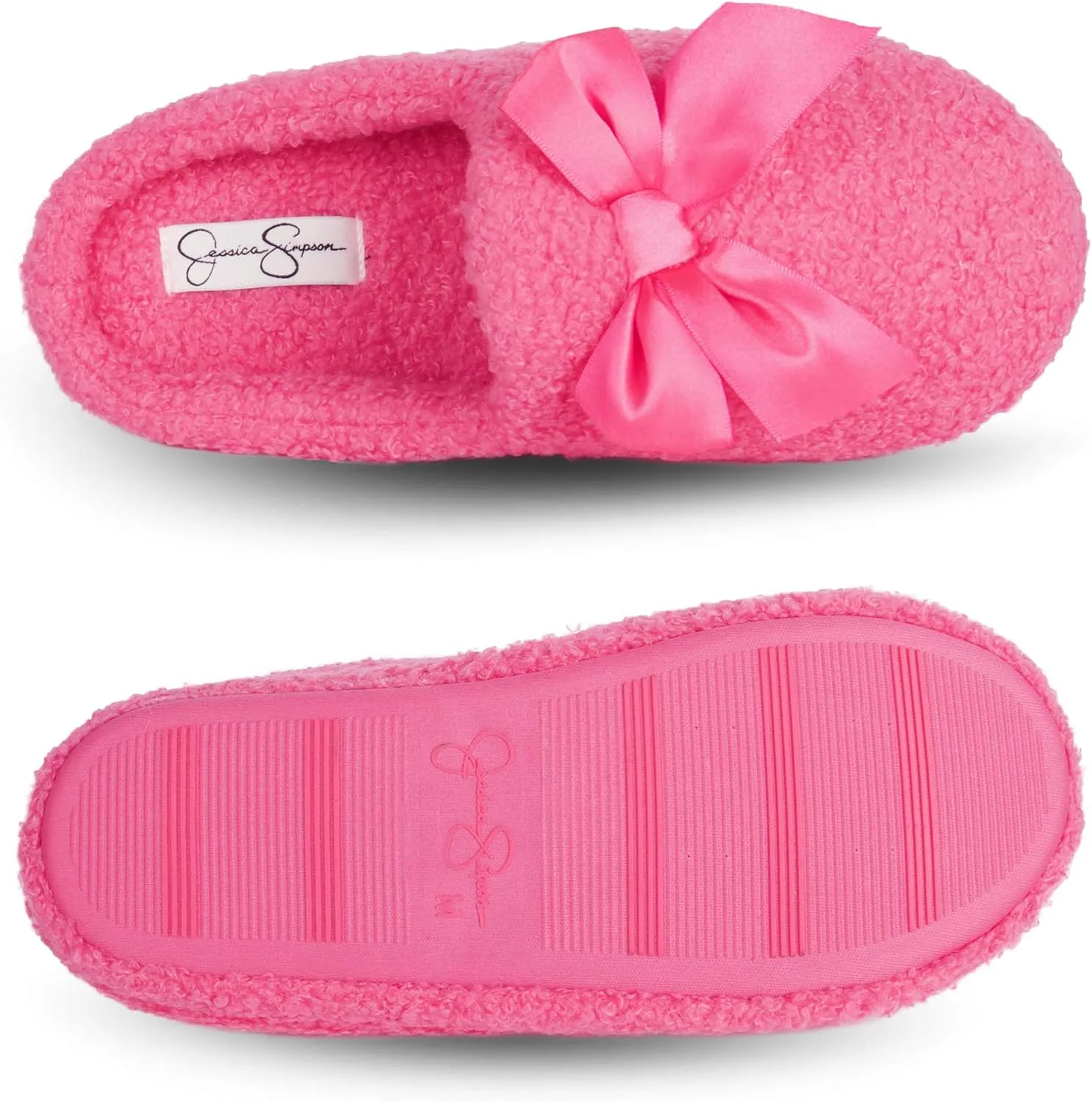 Jessica Simpson Women's Plush Marshmallow Slide on House Slipper Clog with Memory Foam
