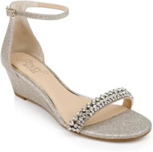 Jewel Badgley Mischka Lora Low Wedge Sandals