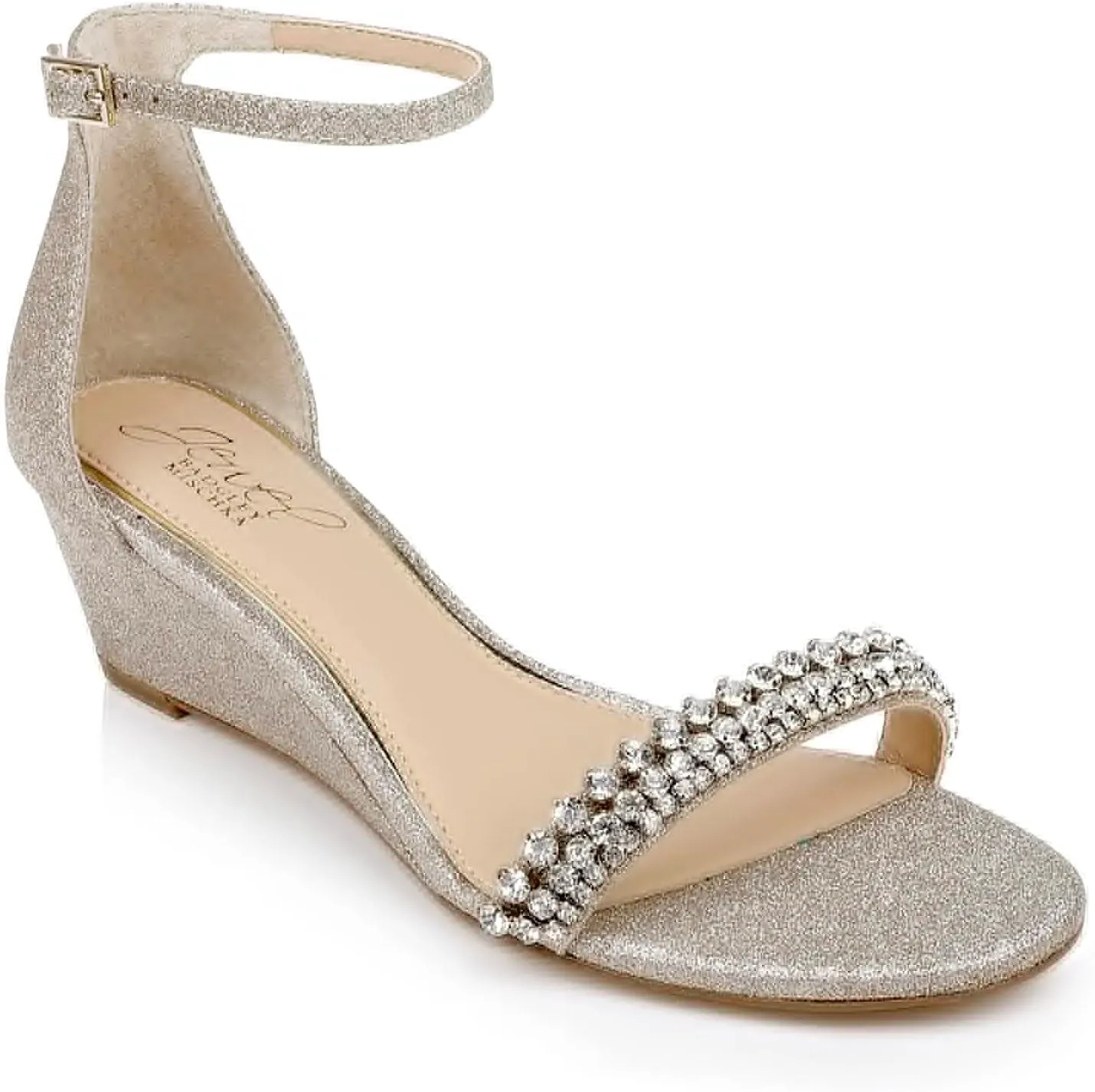Jewel Badgley Mischka Lora Low Wedge Sandals