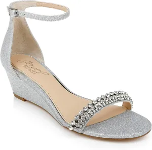 Jewel Badgley Mischka Lora Low Wedge Sandals