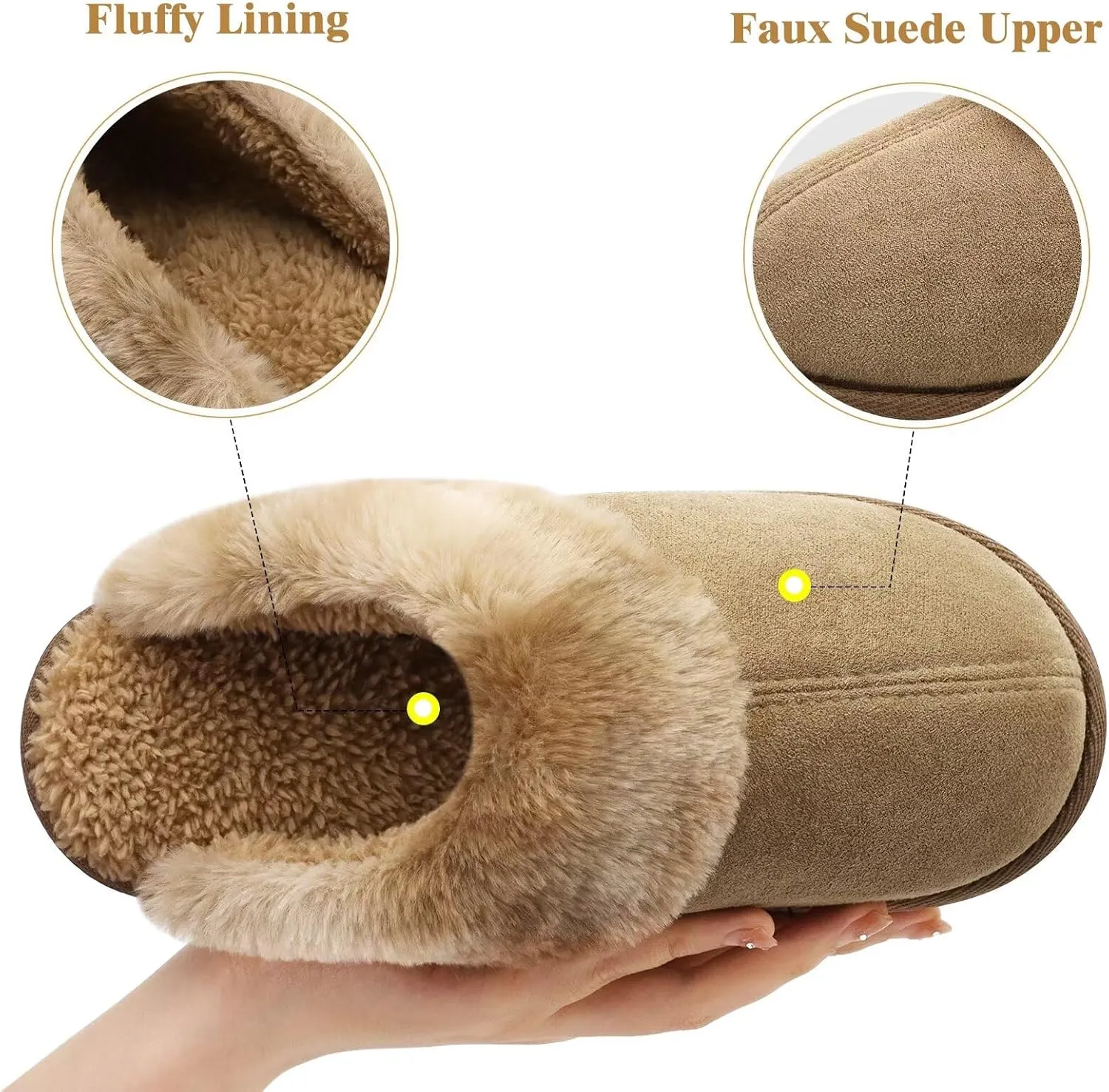 jiajiale Women's Memory Foam Slippers Ladies Slip On Arch Support Suede Scuff Slipper Cozy Fuzzy Faux Fur Winter House Shoes Indoor Outdoor