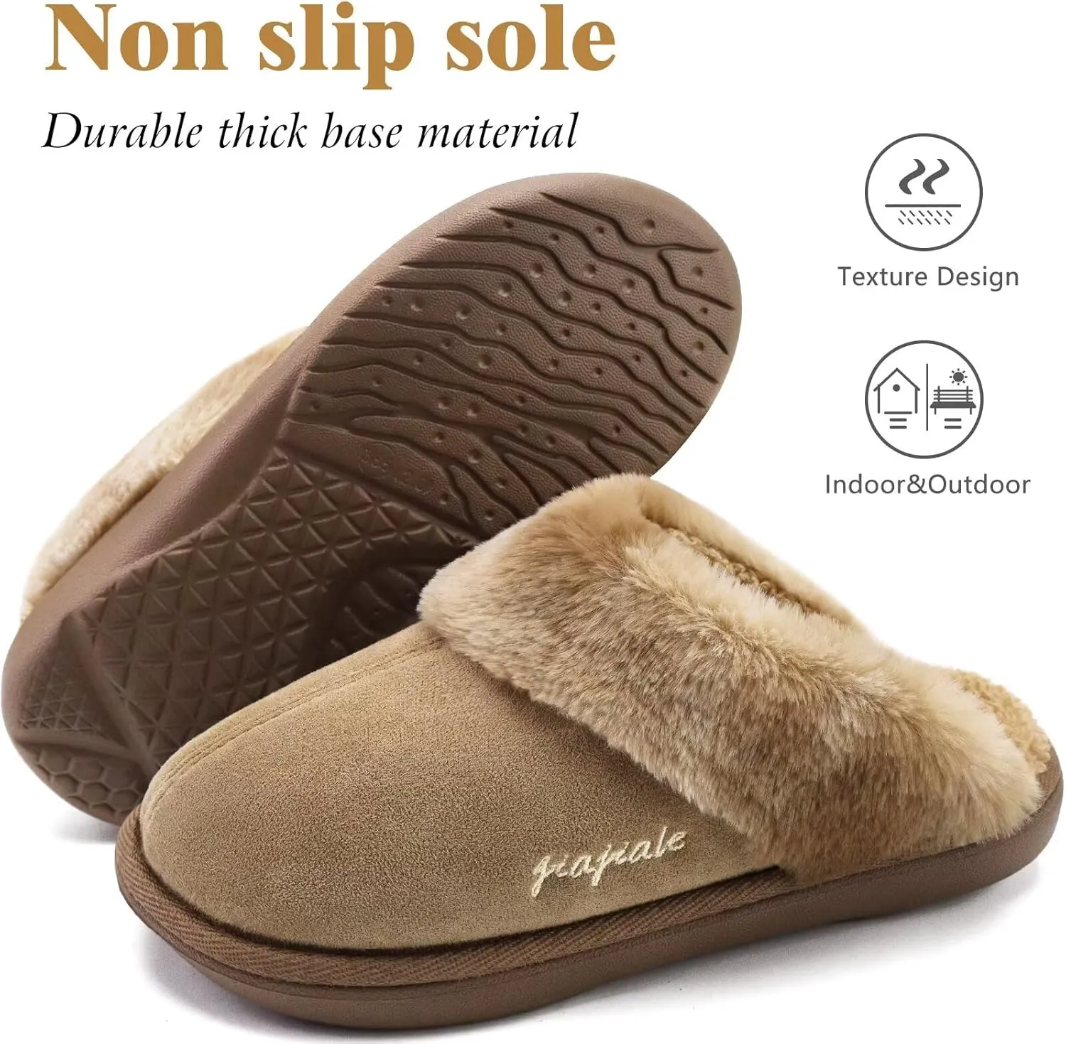 jiajiale Women's Memory Foam Slippers Ladies Slip On Arch Support Suede Scuff Slipper Cozy Fuzzy Faux Fur Winter House Shoes Indoor Outdoor