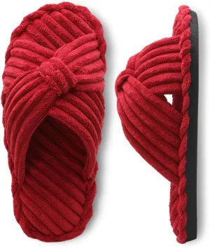 JIASUQI Women's Purple Faux Fur Criss Cross Open Toe House Slippers for Women