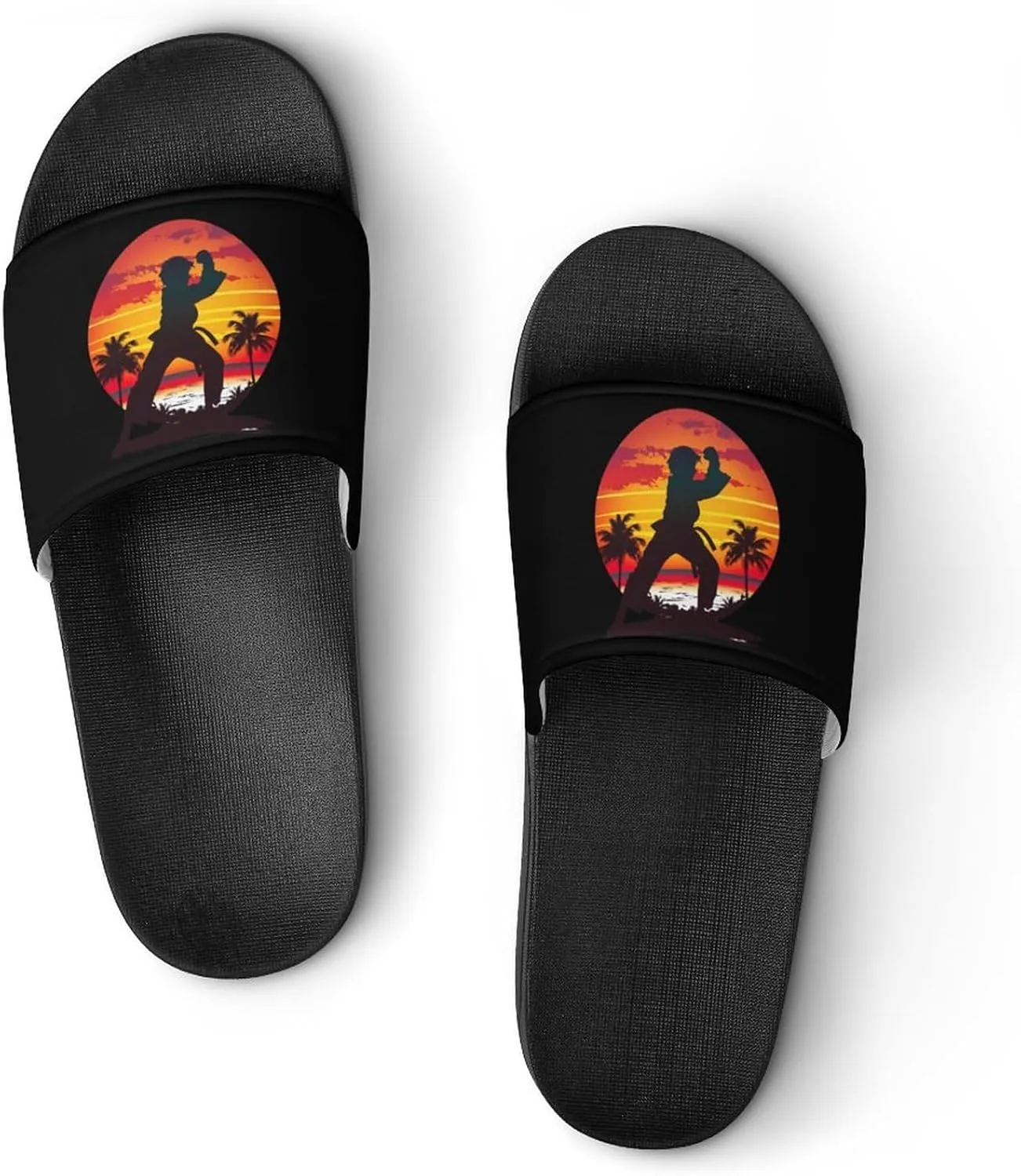 Jiu Jitsu Sunset 70s Vintage Unisex Shower Shoes House Slippers Non-Slip Indoor Bathroom Shoes for Pool Beach 37 (235mm)