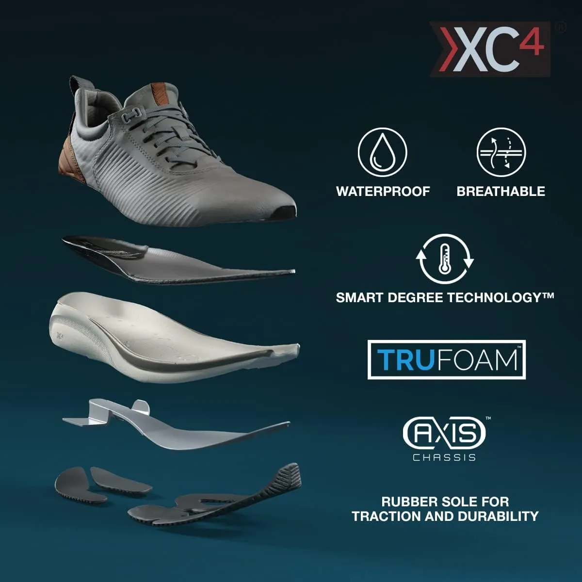 Johnston & Murphy Men’s XC4 TR1 Luxe Hybrid Shoes | Waterproof Construction | Lightweight & Breathable | Moisture Wicking Lining| Removable, Dual-Width Footbed