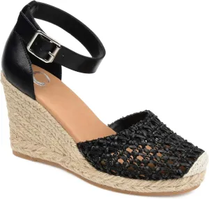 Journee Collection Women's Sierra Espadrille Wedge Sandal, Black, 9