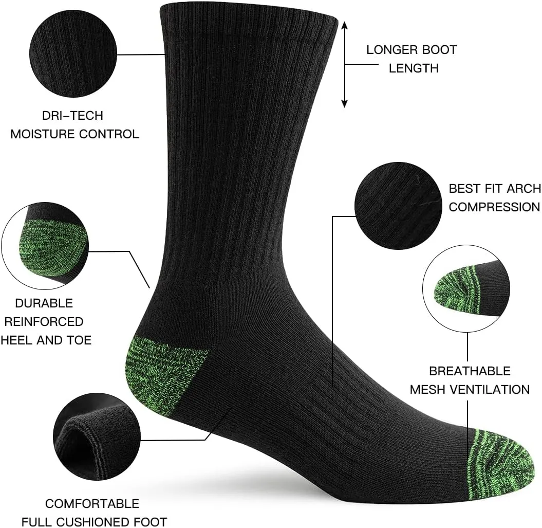 JOYNÉE 8 Pairs Mens Crew Cushion Socks Work Athletic Running Socks Casual Breathable Socks for Men,Sock Size:10-13