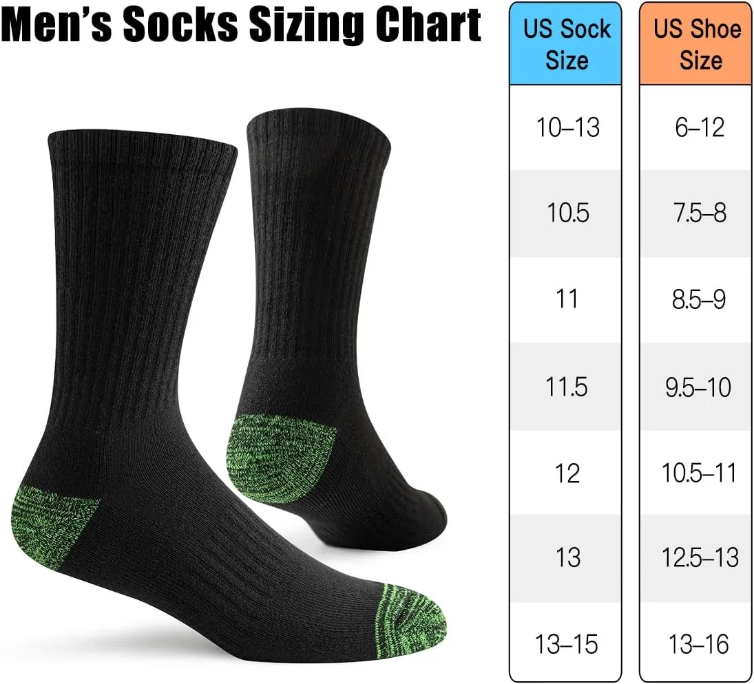 JOYNÉE 8 Pairs Mens Crew Cushion Socks Work Athletic Running Socks Casual Breathable Socks for Men,Sock Size:10-13