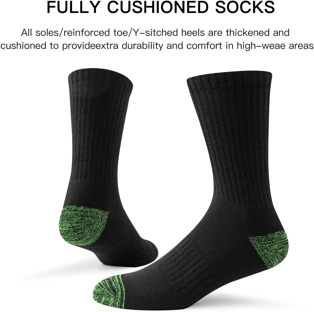 JOYNÉE 8 Pairs Mens Crew Cushion Socks Work Athletic Running Socks Casual Breathable Socks for Men,Sock Size:10-13