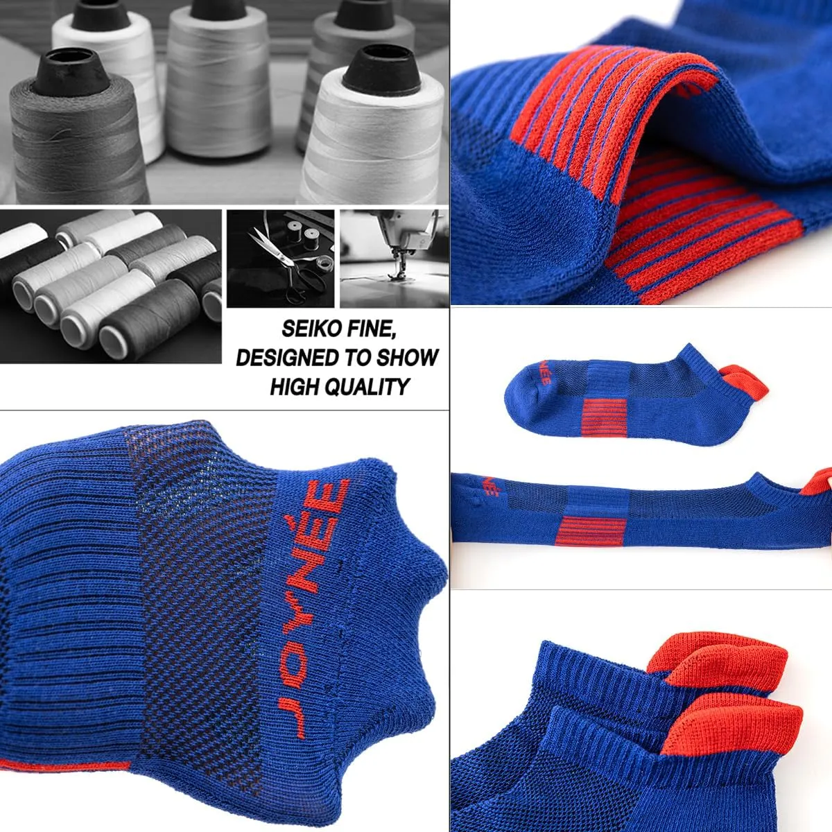 JOYNÉE Men’s Athletic Socks Low Cut Cushion Running Socks Breathable Comfort for Sports 6 Pack