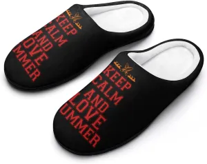 Keep Calm and Love Summer Men's Cotton Slipper House Warm Shoes Adult Slip On Soft Memory Foam for Indoor Outdoor