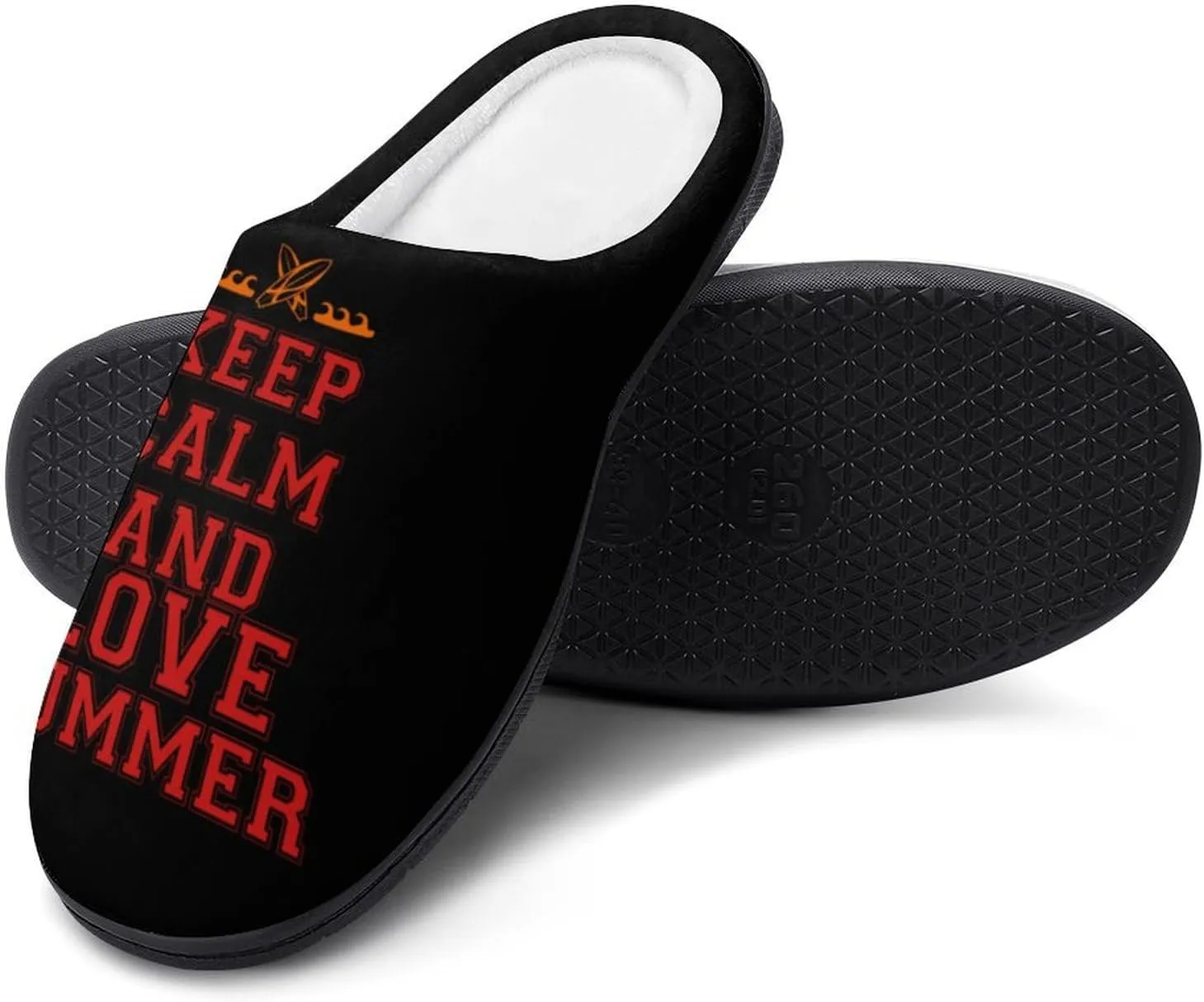 Keep Calm and Love Summer Men's Cotton Slipper House Warm Shoes Adult Slip On Soft Memory Foam for Indoor Outdoor