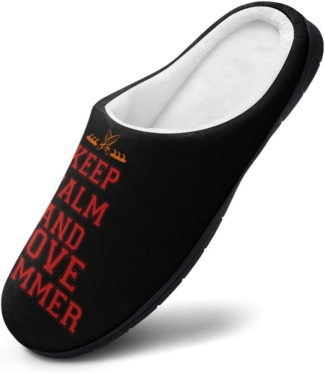 Keep Calm and Love Summer Men's Cotton Slipper House Warm Shoes Adult Slip On Soft Memory Foam for Indoor Outdoor