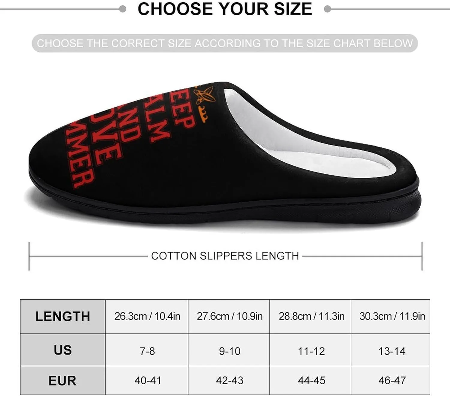 Keep Calm and Love Summer Men's Cotton Slipper House Warm Shoes Adult Slip On Soft Memory Foam for Indoor Outdoor