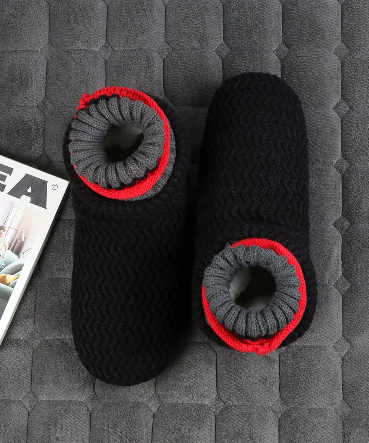 Keyela Slipper Socks Soft Cozy Thick House Indoor Boot Sock Shoes with Anti-Skid Bottom Soles for Men's